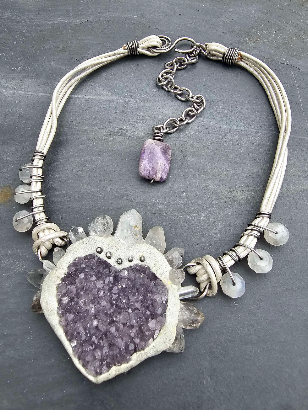 Thumbnail: Crowned in Light Empowered Druzy Heart Necklace