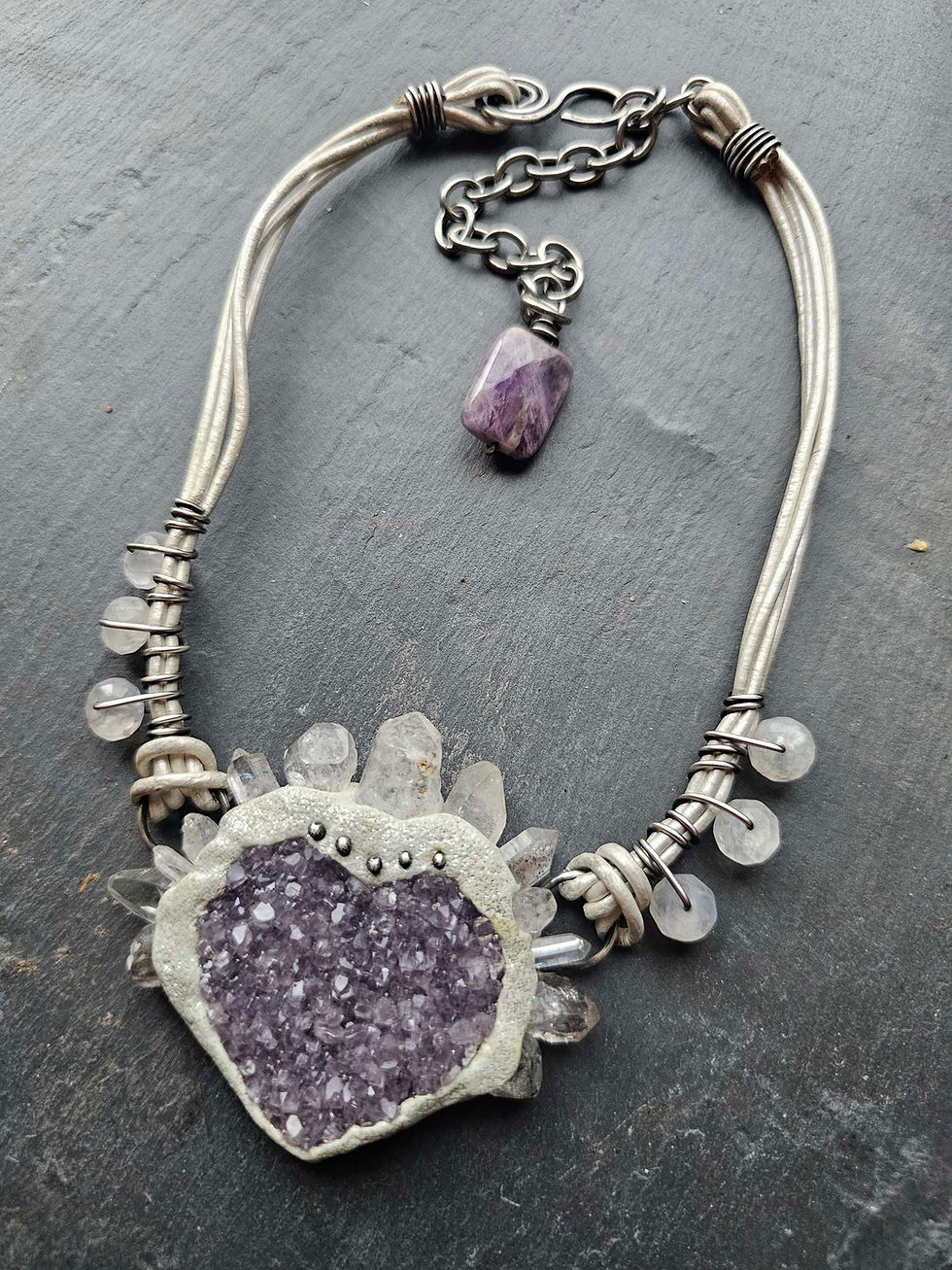 Thumbnail: Crowned in Light Empowered Druzy Heart Necklace