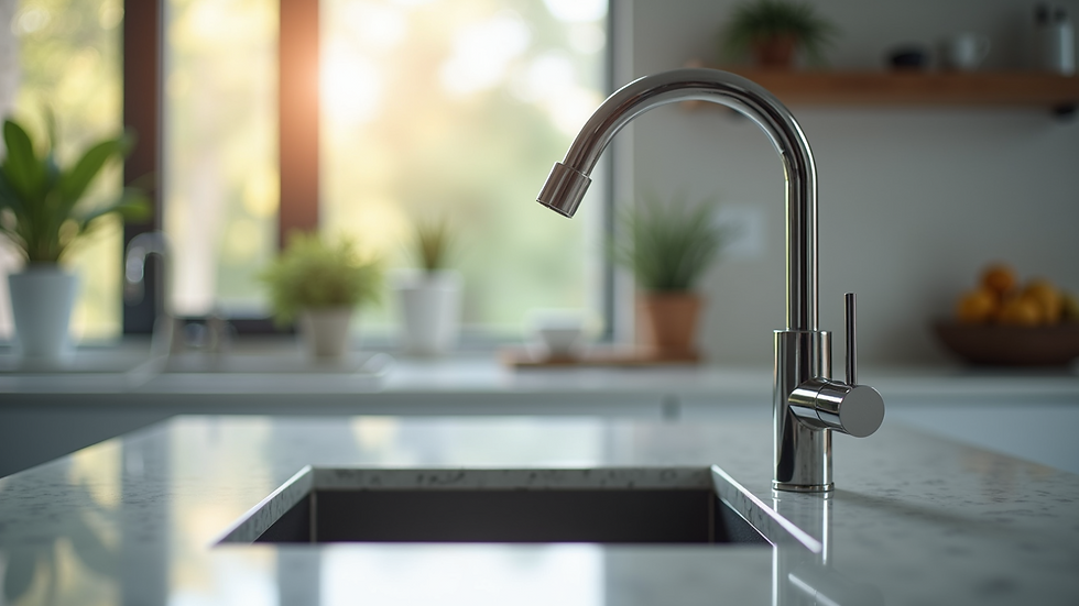 Close-up view of a stylish kitchen sink with modern faucet