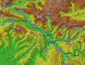 The fly fishing area of the Tolmin fishing club
