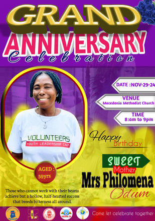 an anniversary celebration poster for mrs philomena