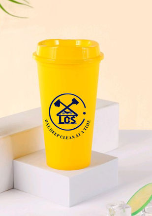 a yellow cup that says one deep clean at a time