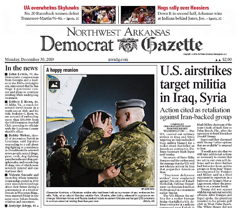 Arkansas newspaper frontpage
