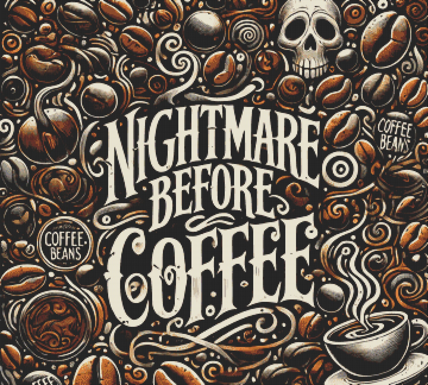 Nightmare Before Coffee Counted Cross Stitch Kit - Modern - DMC