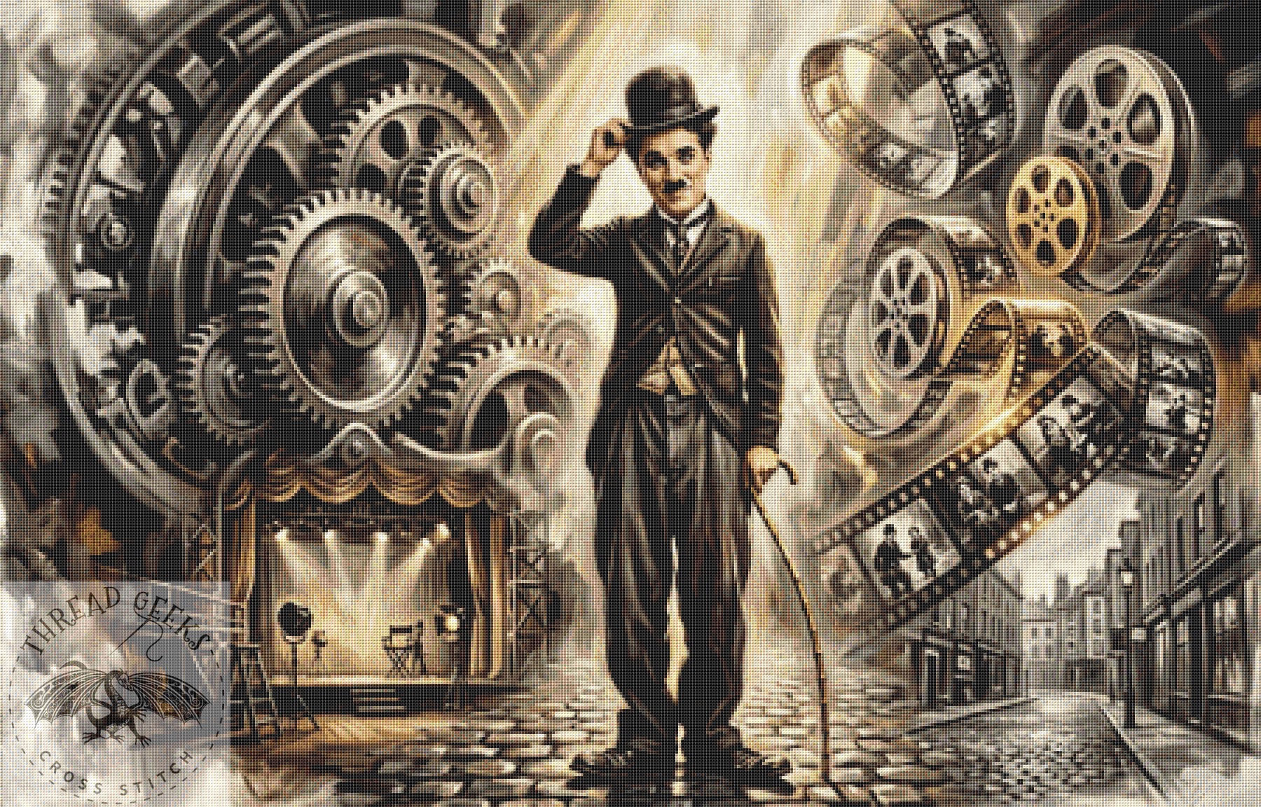 The Tramp Counted Cross Stitch Kit - Charlie Chaplin