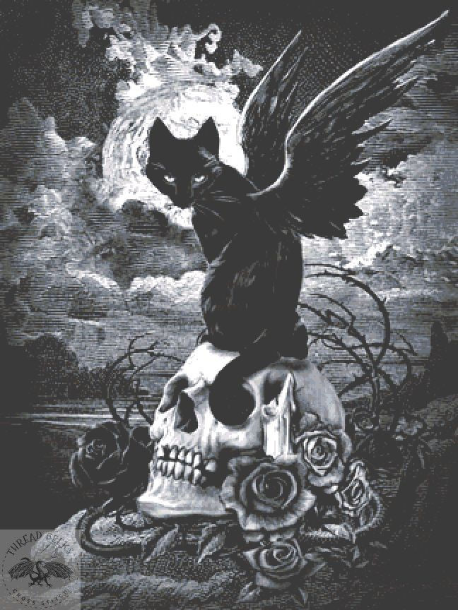 Nine Lives Of Poe XL Counted Cross Stitch Kit - Alchemy England - Gothic Cat