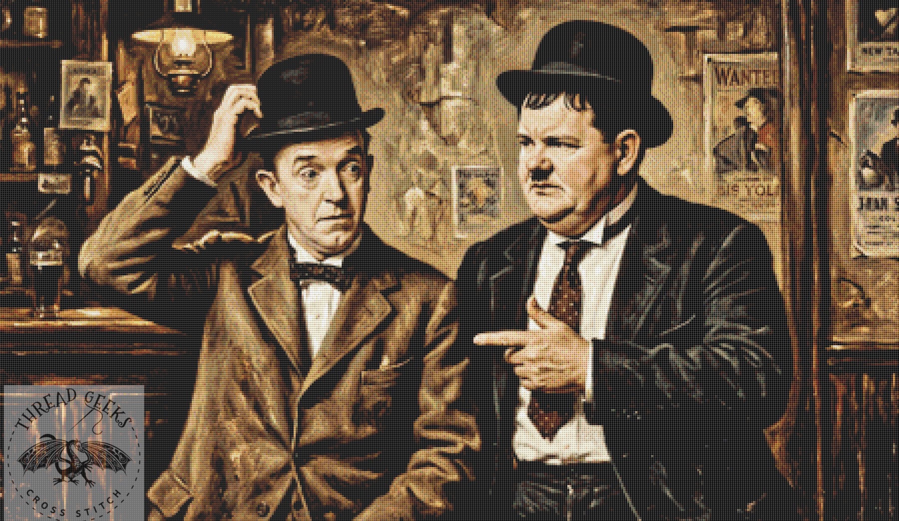 Another Fine Mess XL Counted Cross Stitch Chart - Laurel and Hardy