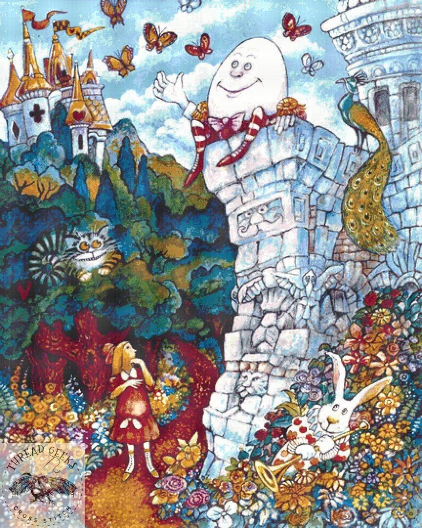 Alice and Humpty Dumpty Counted Cross Stitch Kit - Bill Bell