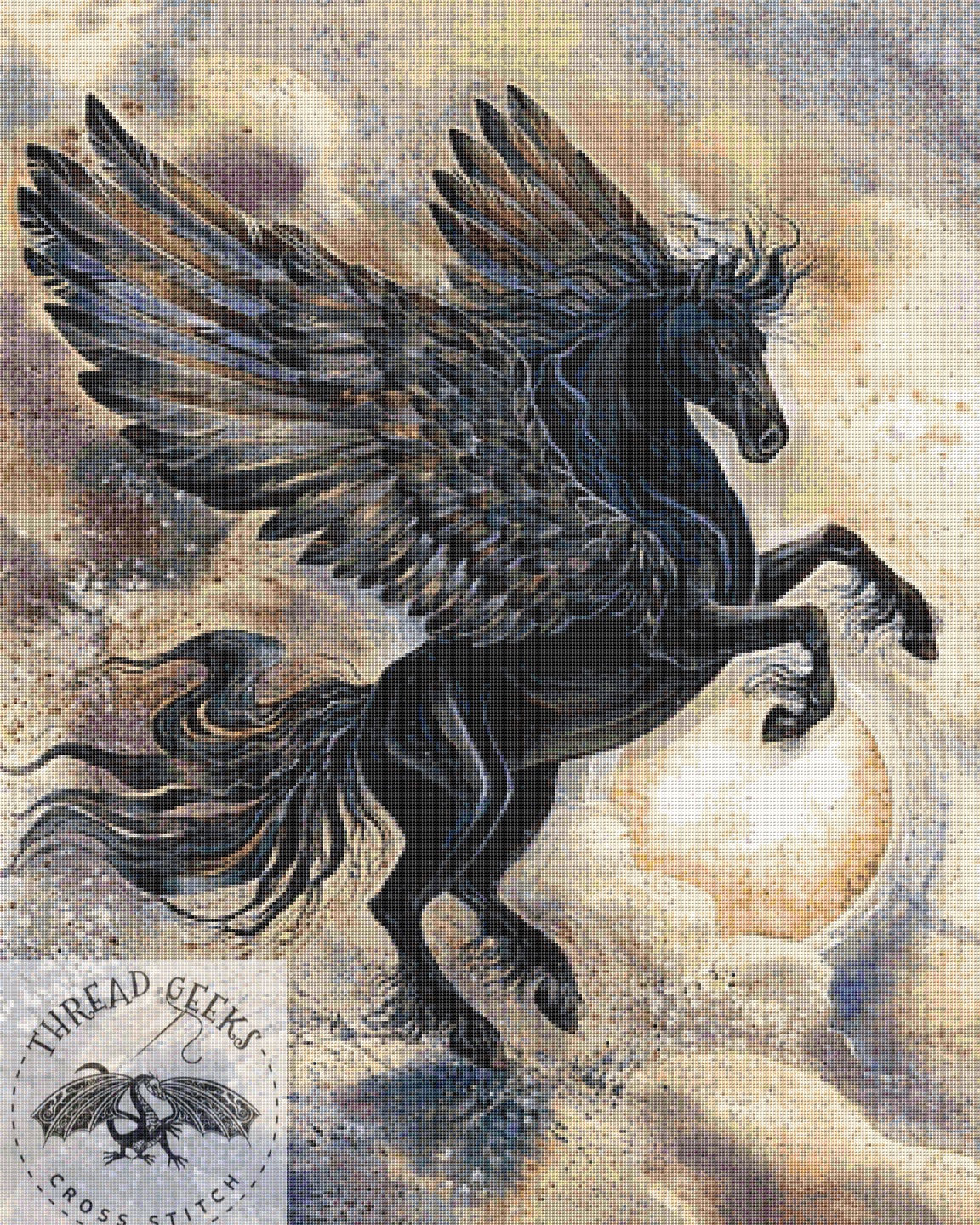Night Wind Counted Cross Stitch Kit  - Dark Pegasus - Fantasy
