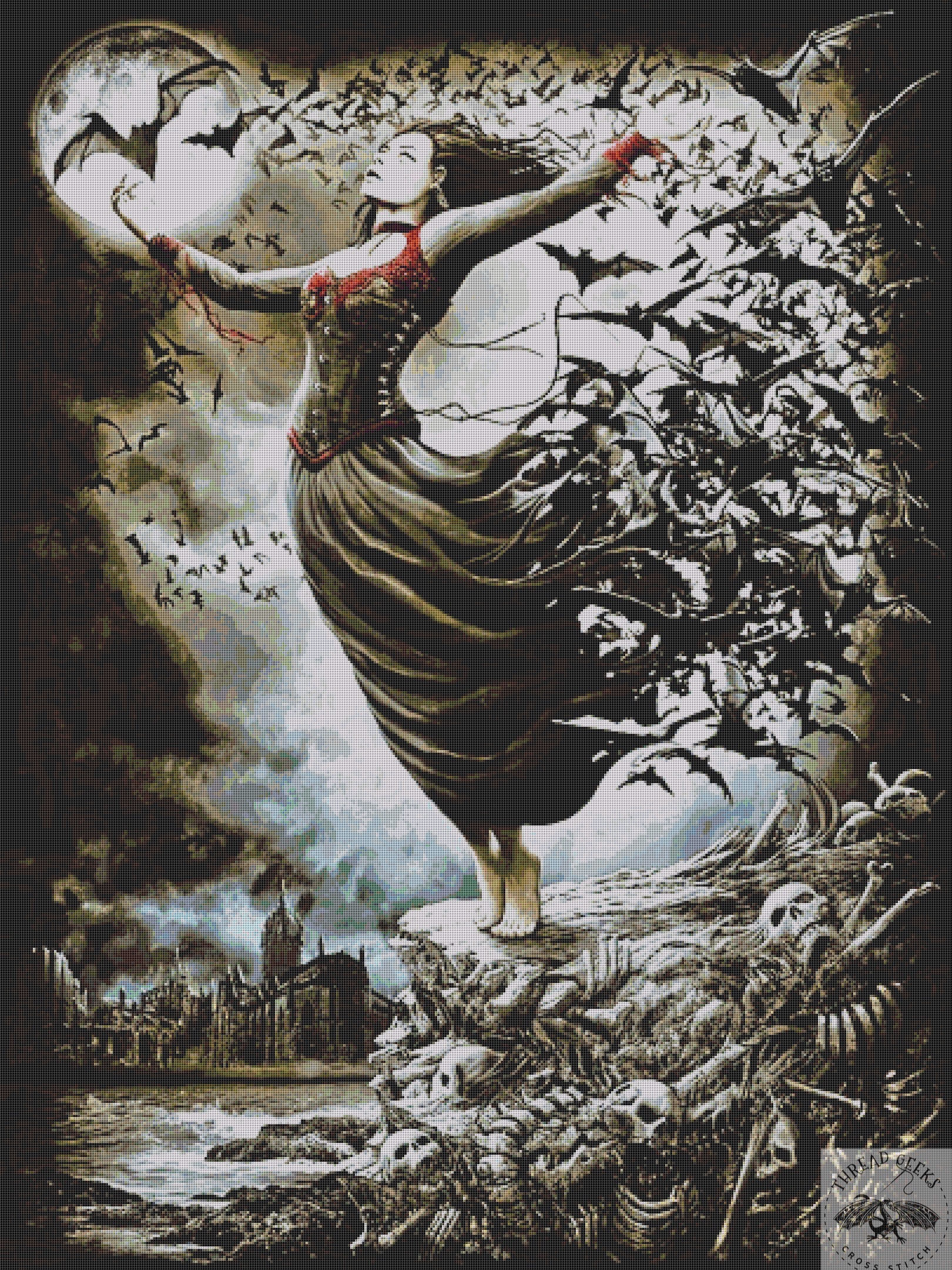 Goth Night Counted Cross Stitch Chart - Unusual Gothic