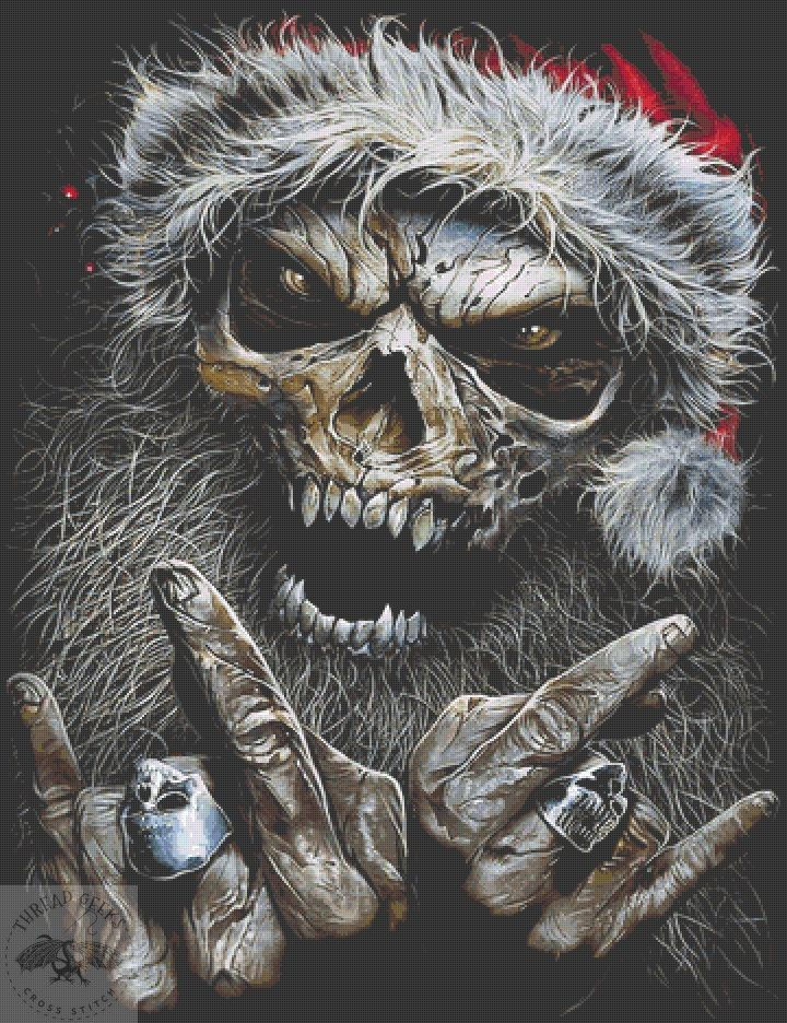 Rock Santa XL Counted Cross Stitch Chart - Spiral Direct