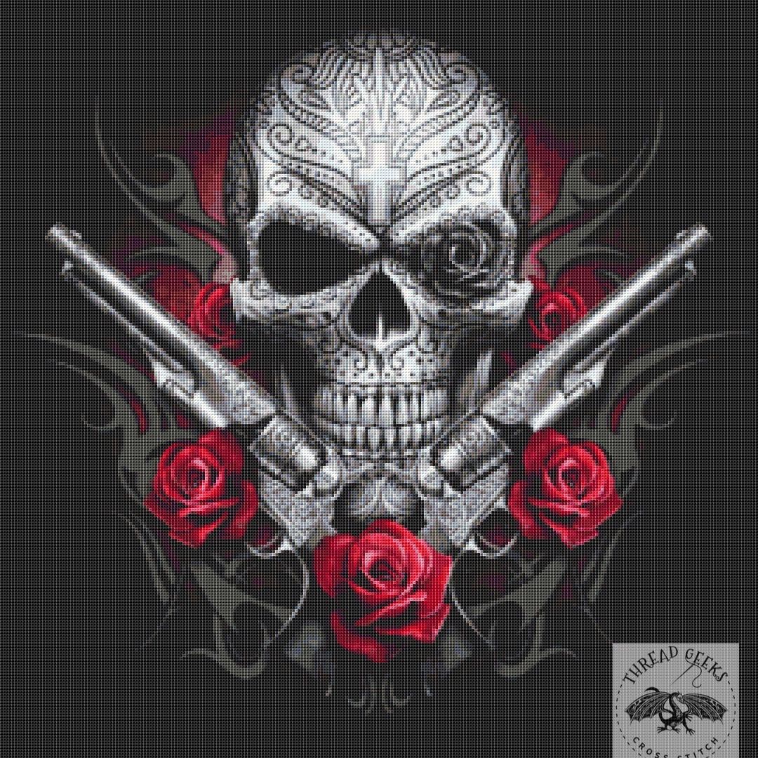 Death Pistol Counted Cross Stitch Kit - Goth - Fantasy