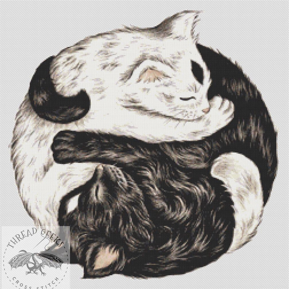 Kittens - Yin Yang Counted Cross Stitch Kit - Zindy S.D. Nielsen