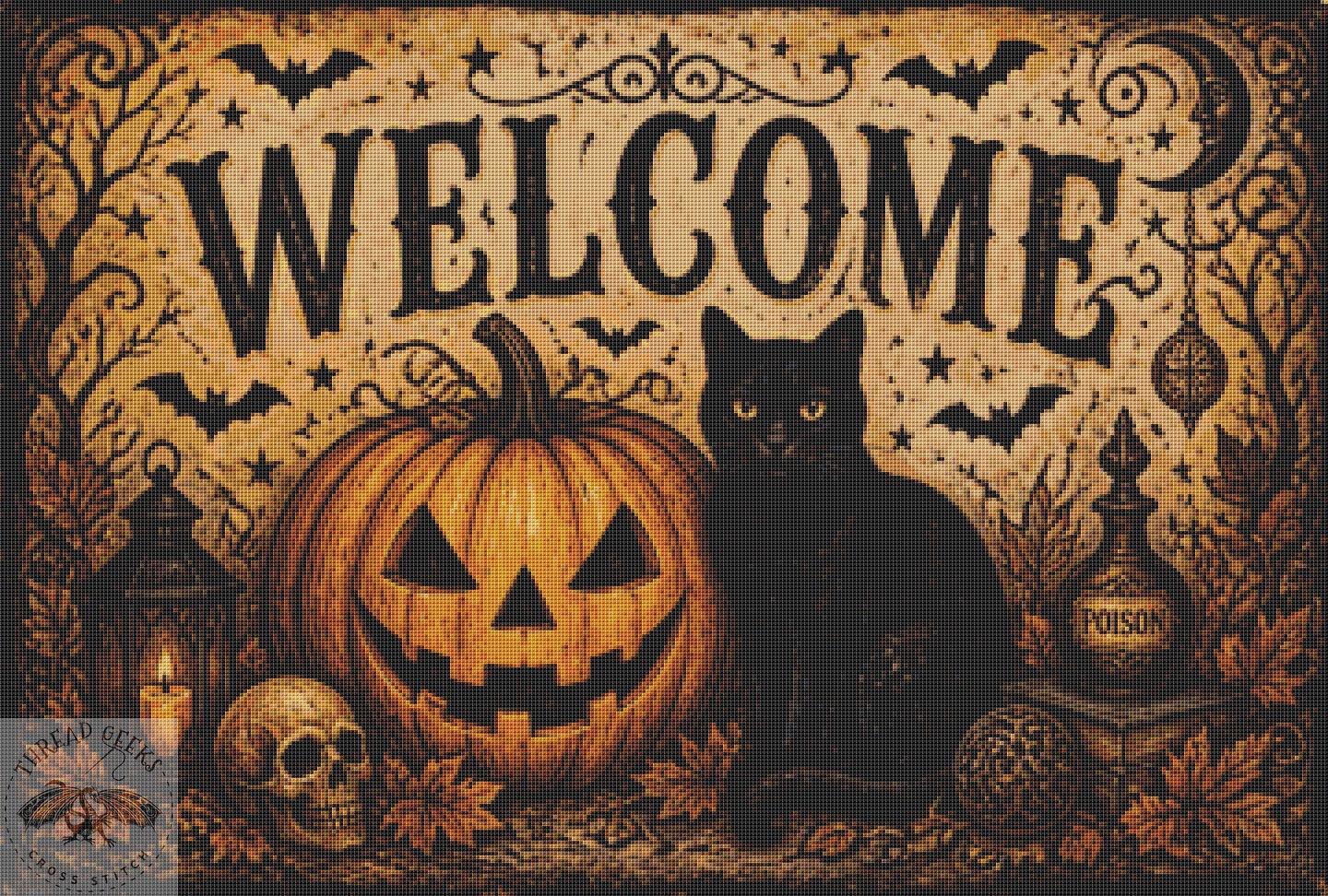 Halloween Pumpkin Cat Counted Cross Stitch Kit