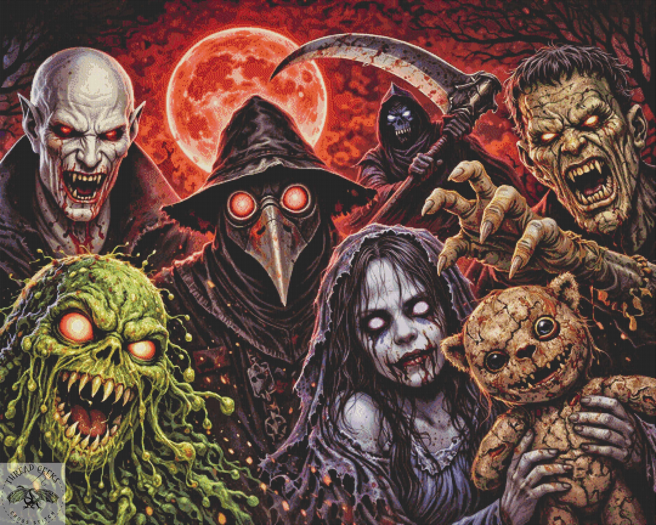 Creepers Cross Stitch Chart - Halloween - Horror - Scary - Gothic