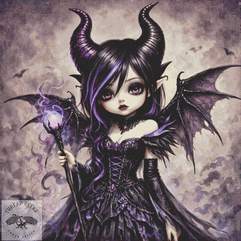 Thumbnail: Maleficent Fairy Counted Cross Stitch Chart - Goth - Unusual - Fantasy