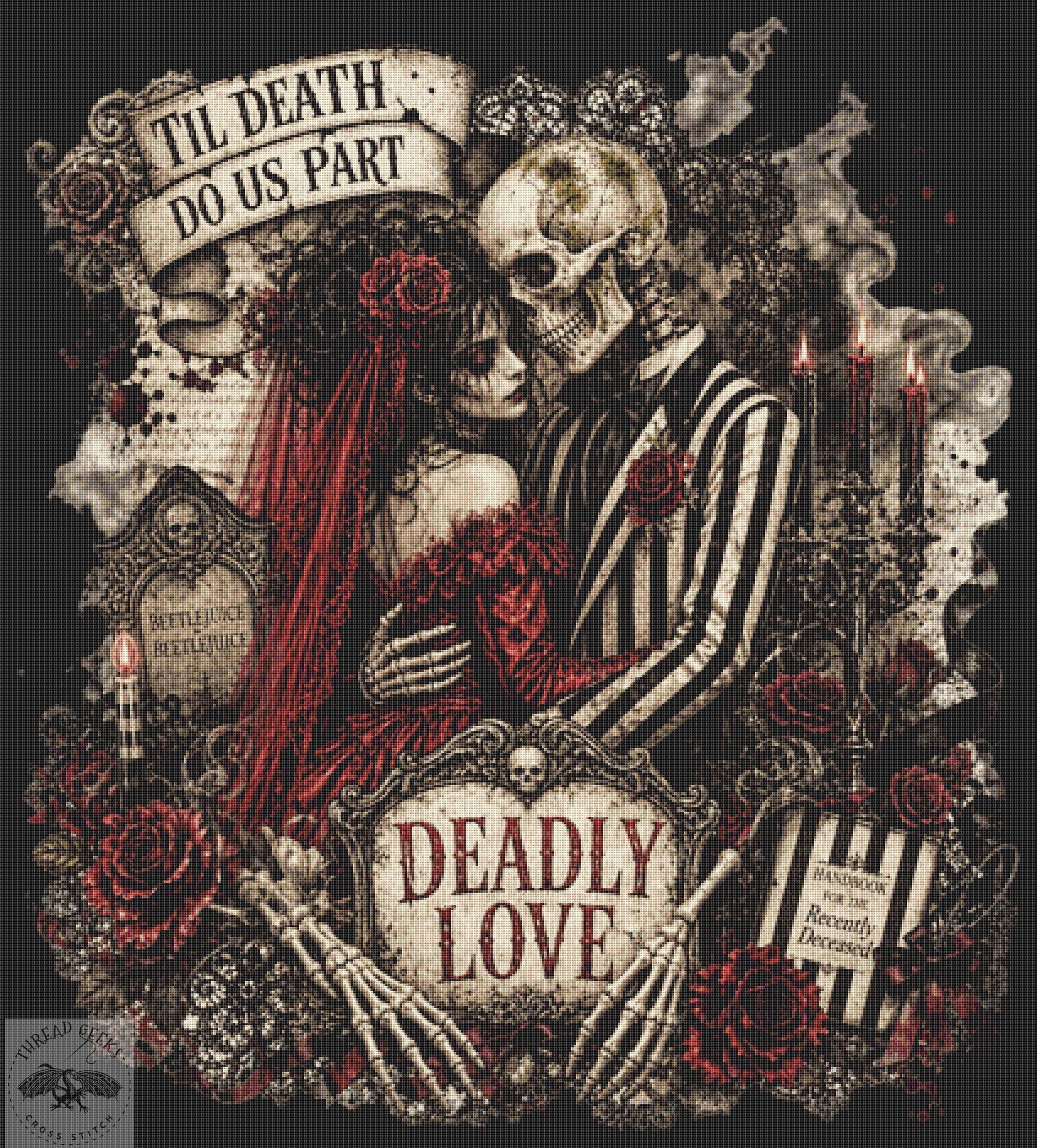 Deadly Love Cross Stitch Chart - Gothic Romance - Fantasy