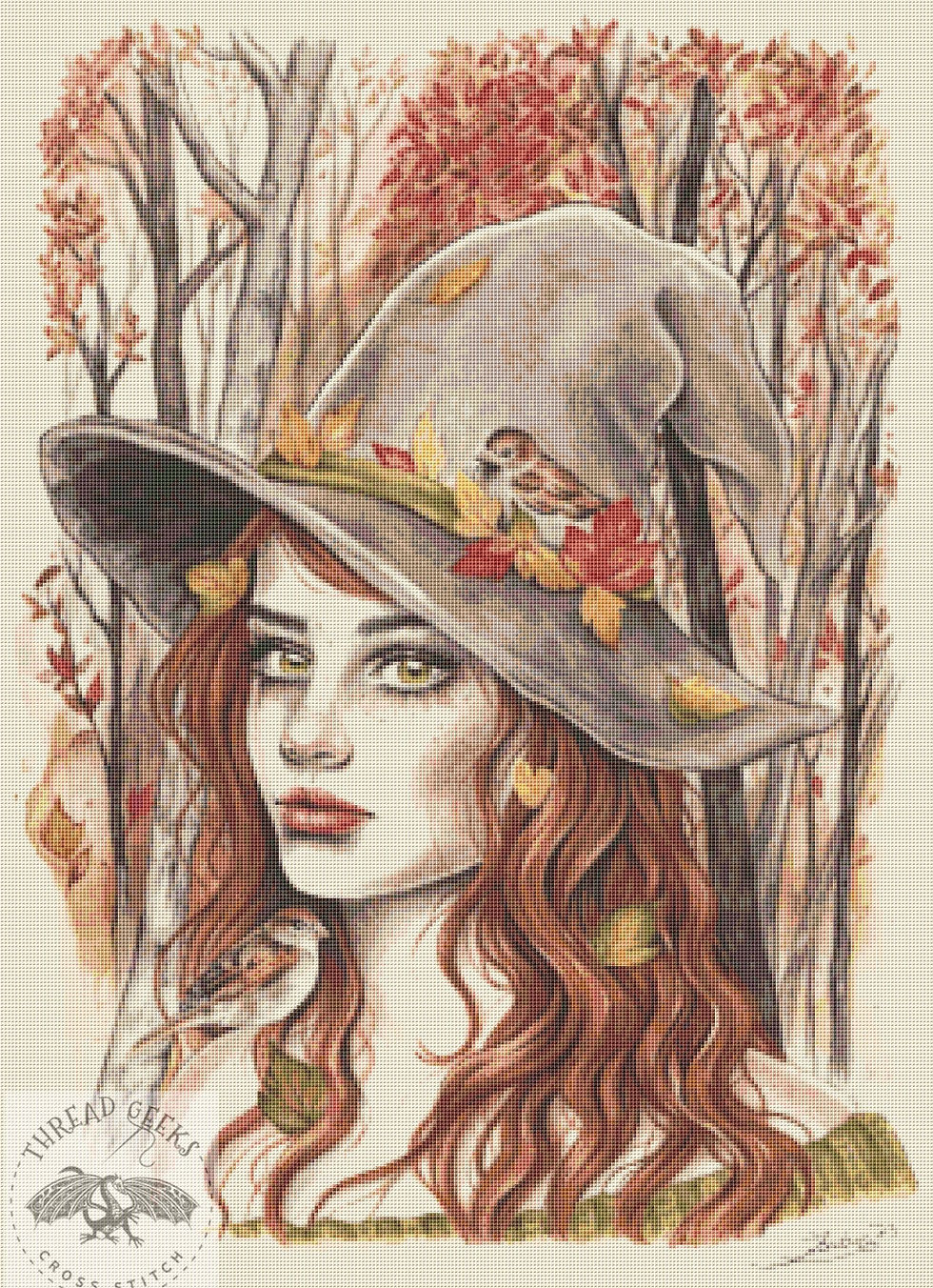 Autumn Sparrow Counted Cross Stitch Chart - Zindy S.D. Nielsen