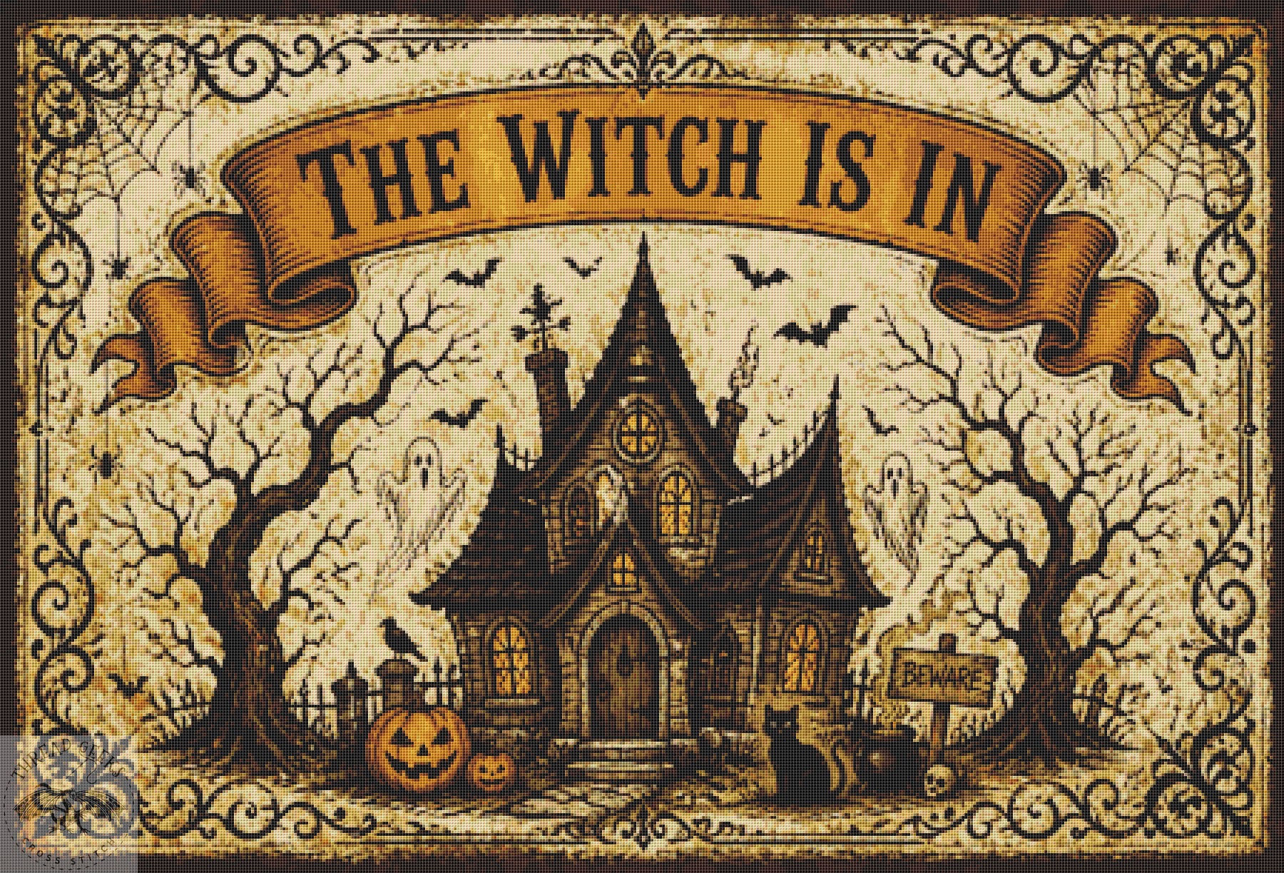 The Witch is In Counted Cross Stitch Chart - Halloween Spooky