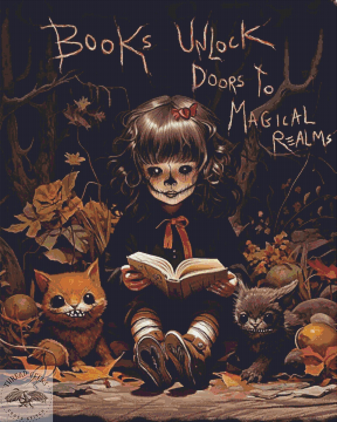 Magical Realms Counted Cross Stitch Kit - Gus Fink - Forest Book Autumn
