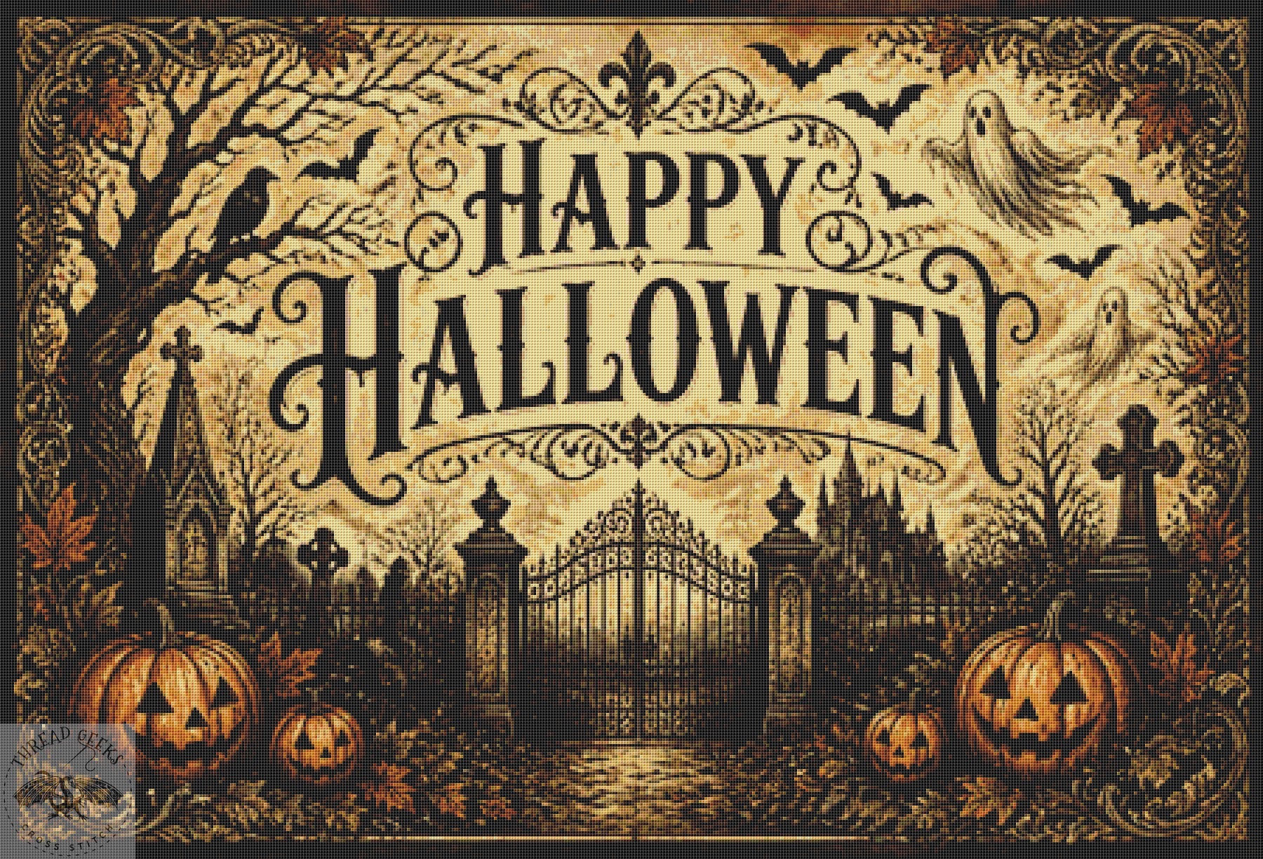 Happy Halloween XL Counted Cross Stitch Chart - Spooky