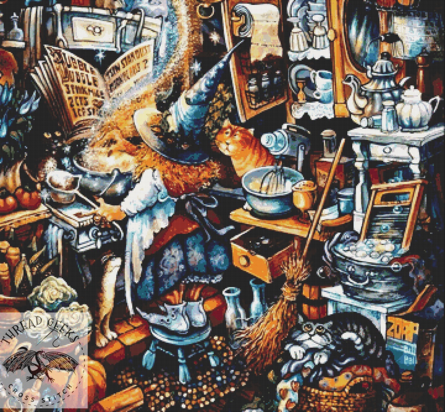 Kitchen Witch (crop) Counted Cross Stitch Chart - Halloween - Fantasy