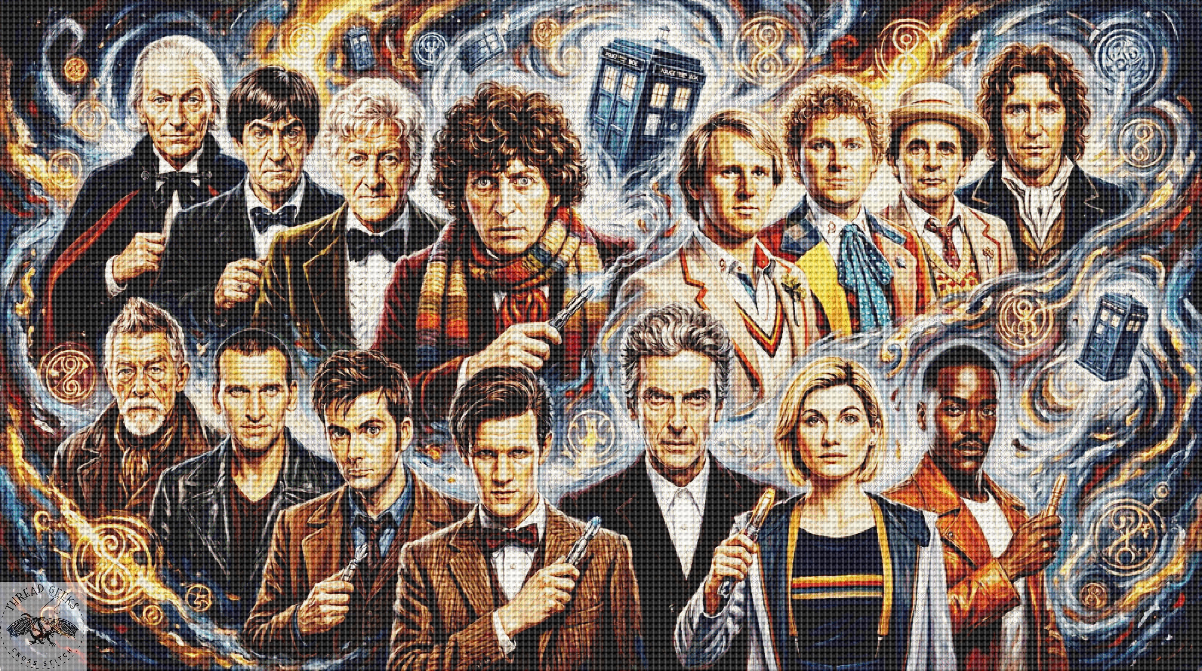 Dr Who Montage Counted Cross Stitch Chart - Time Lord - Geeky