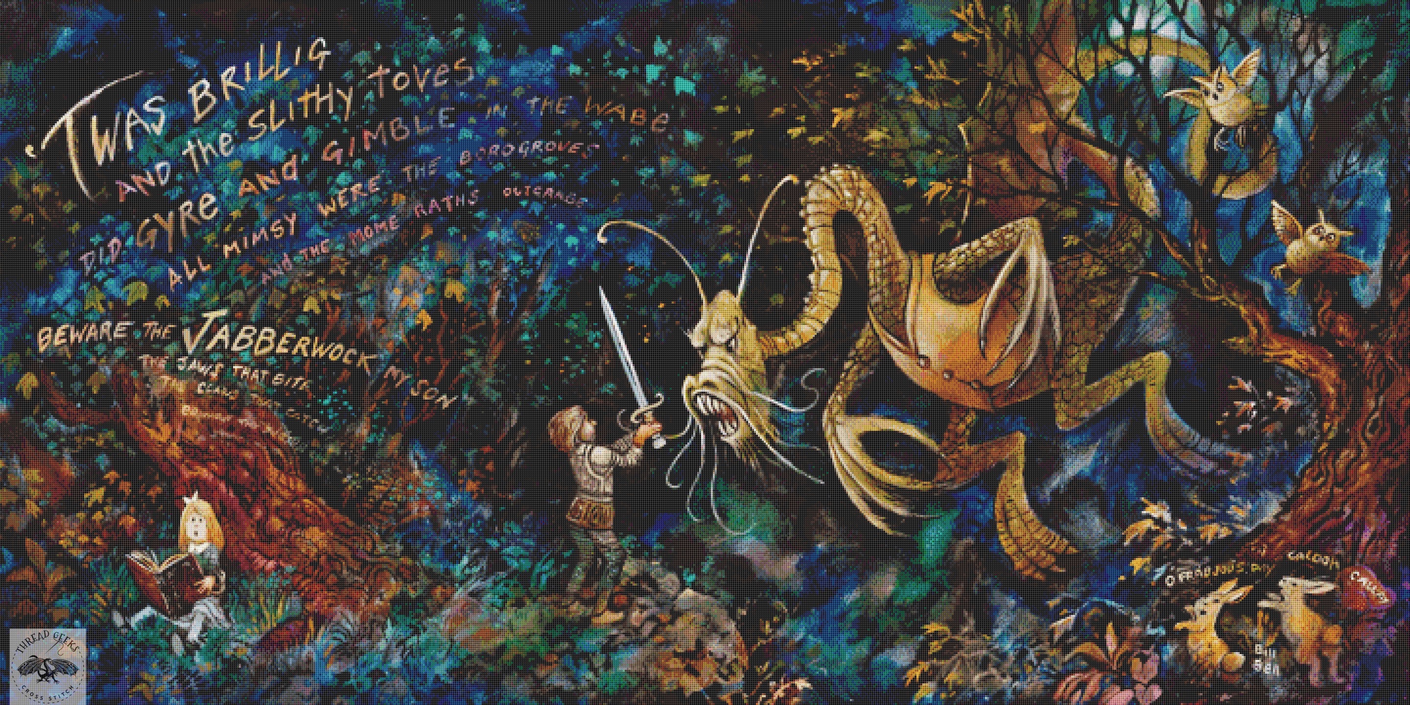 Jabberwocky Counted Cross Stitch Kit - Poem Lewis Carroll