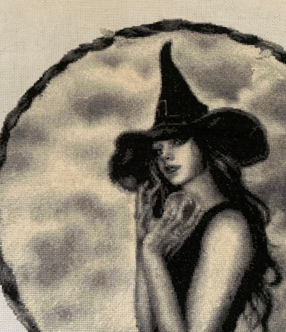 Thumbnail: Witch Completed Cross Stitch - Unique Gift - HAED - Halloween