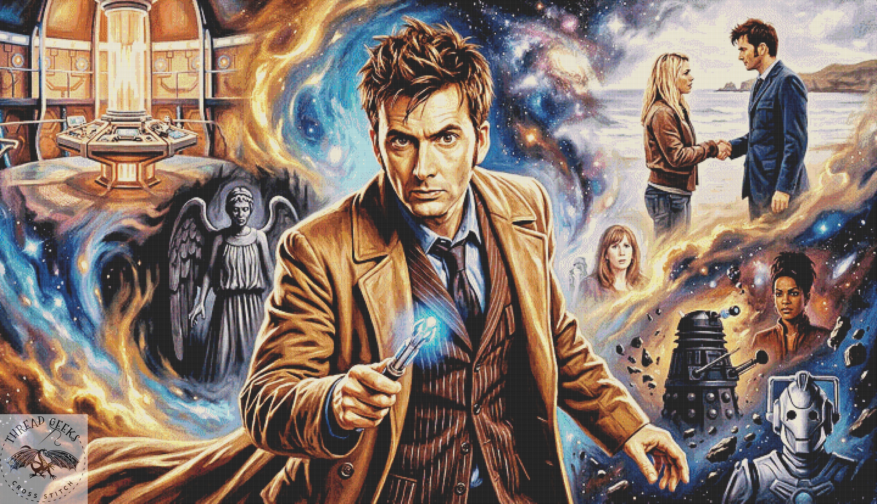 Dr Who Tenant Counted Cross Stitch Chart - Time Lord - Geeky