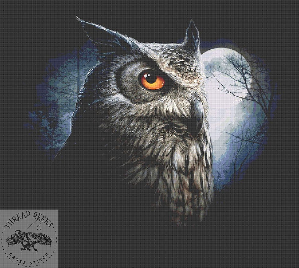 Night Wise Owl Counted Cross Stitch Chart - Spiral Direct
