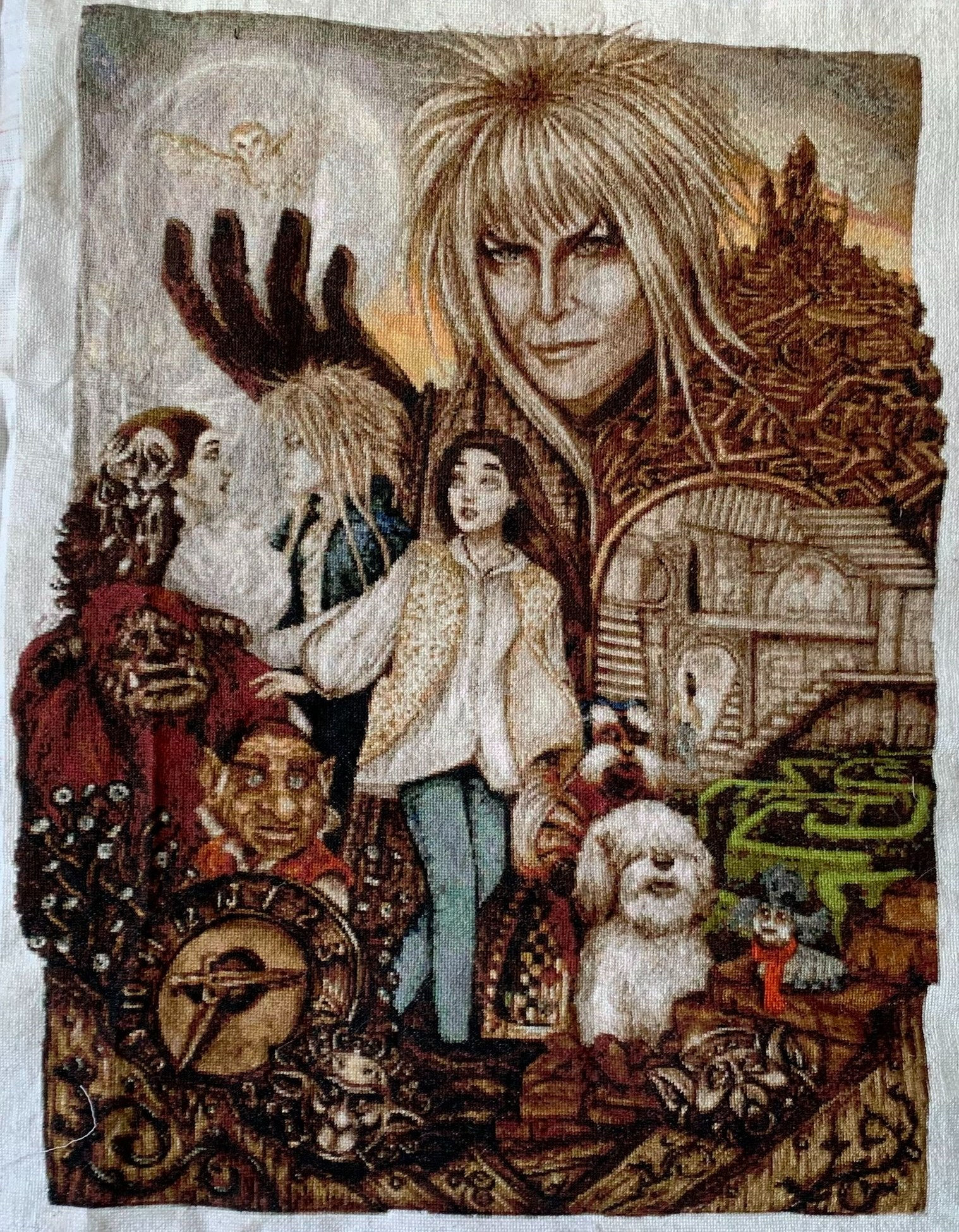 Labyrinth Completed Cross Stitch - Unusual Unique Gift - Geeky