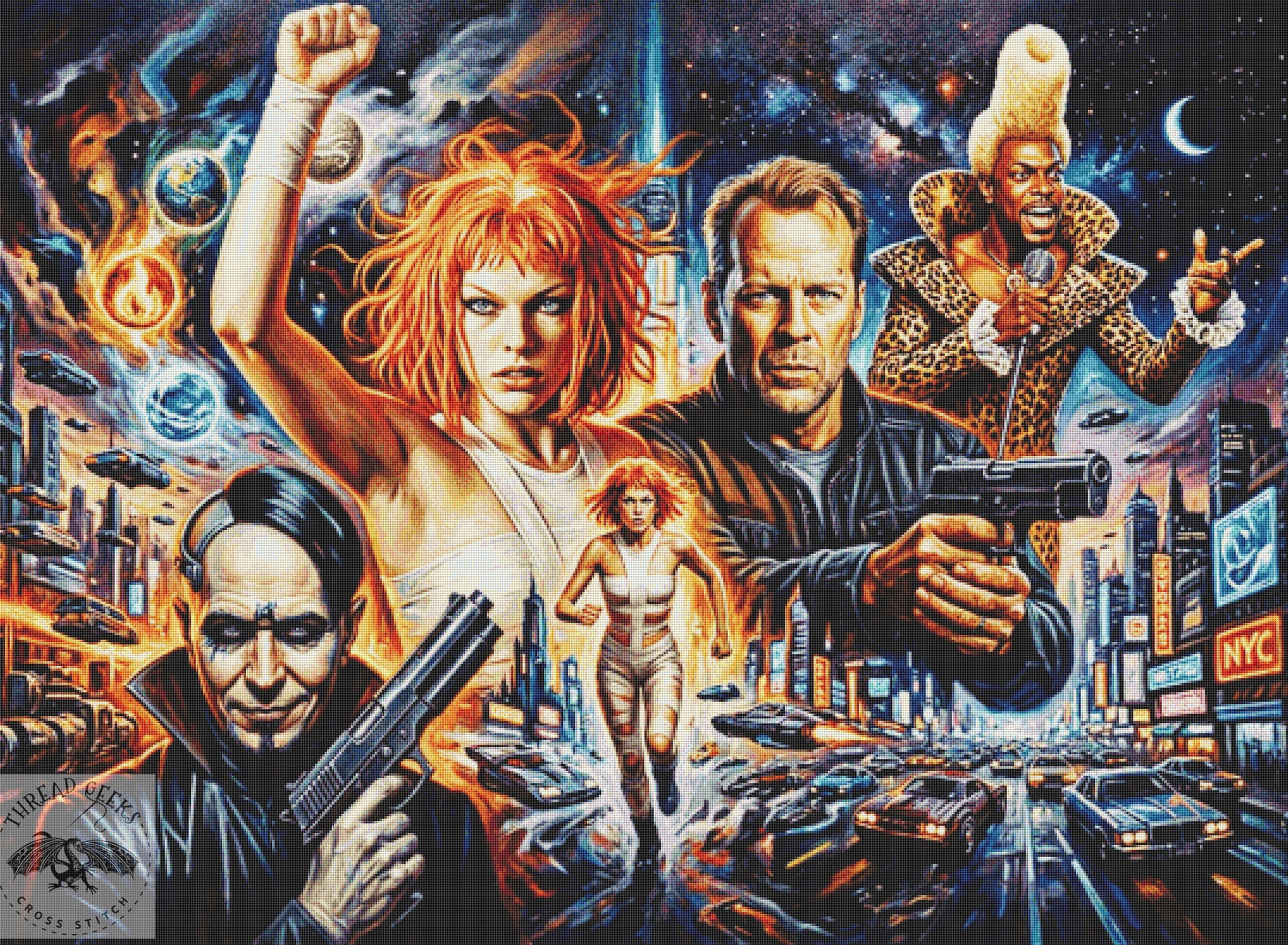 The Fifth Element Counted Cross Stitch Kit  - Bruce Willis Movie