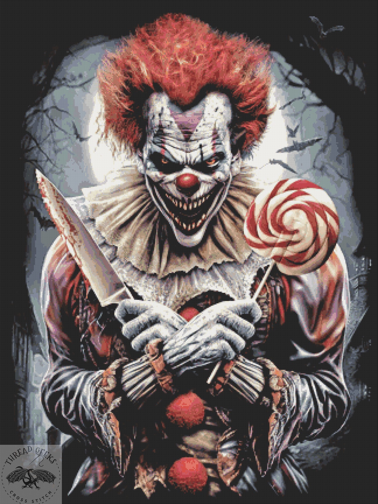 Trick Or Treat Clown Counted Cross Stitch Chart - Unusual Gothic