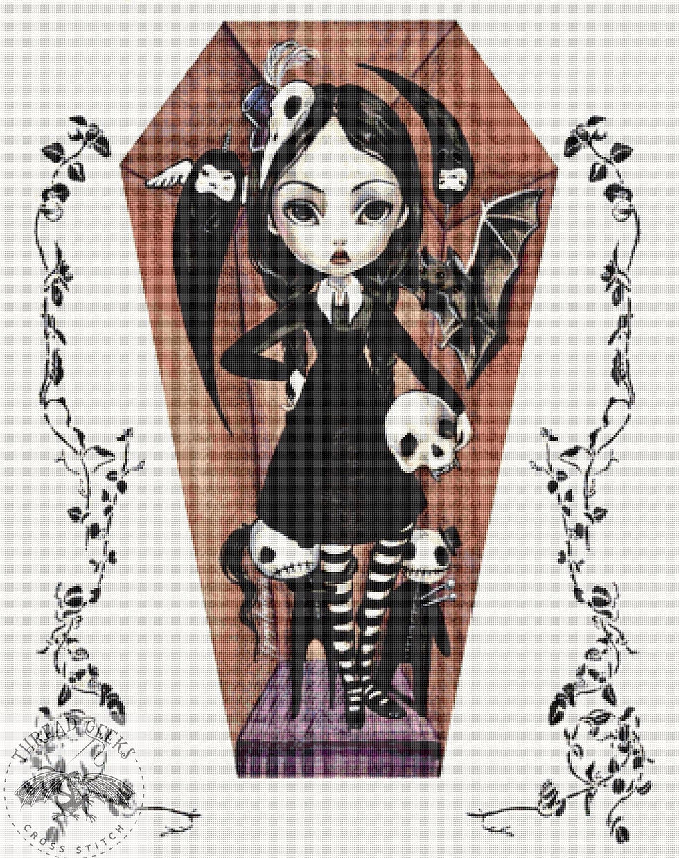 Gothic Girl Counted Cross Stitch Kit - Simona Candini