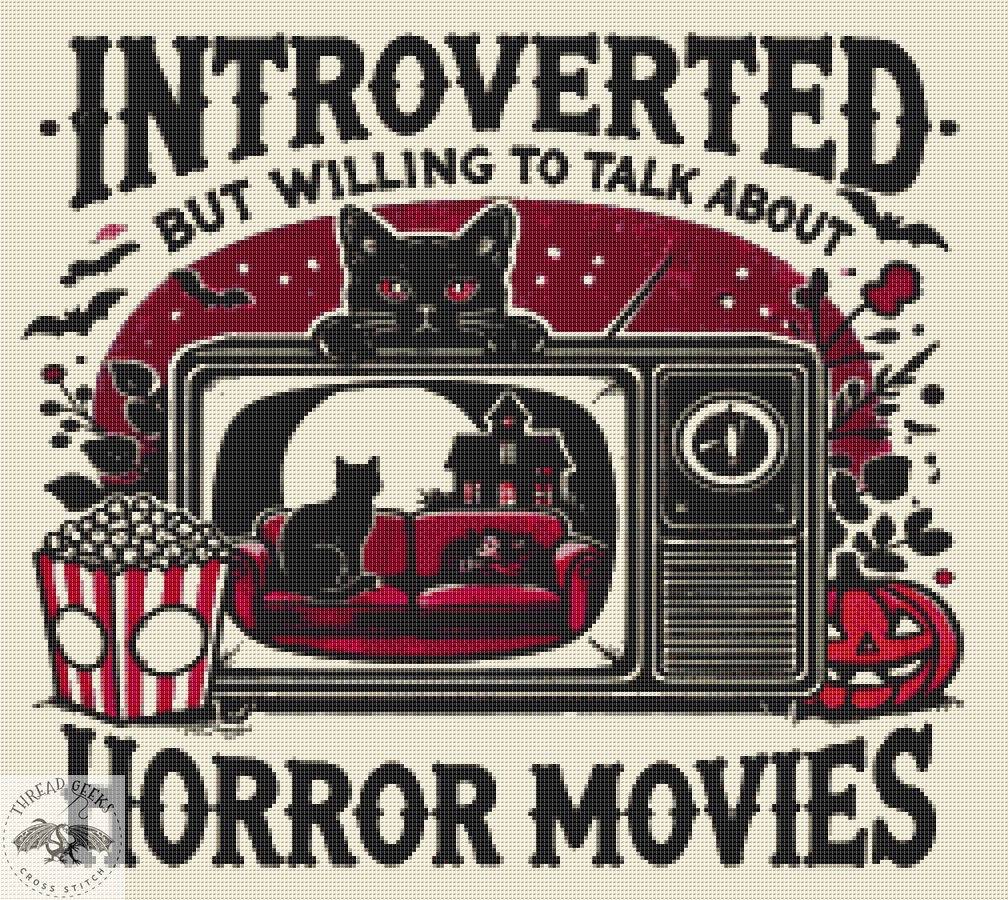 Horror Movies Counted Cross Stitch Chart  - Introverted Funny Modern DMC