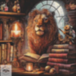 Lion Librarian Counted Cross Stitch Chart  - Books Unusual Fantasy