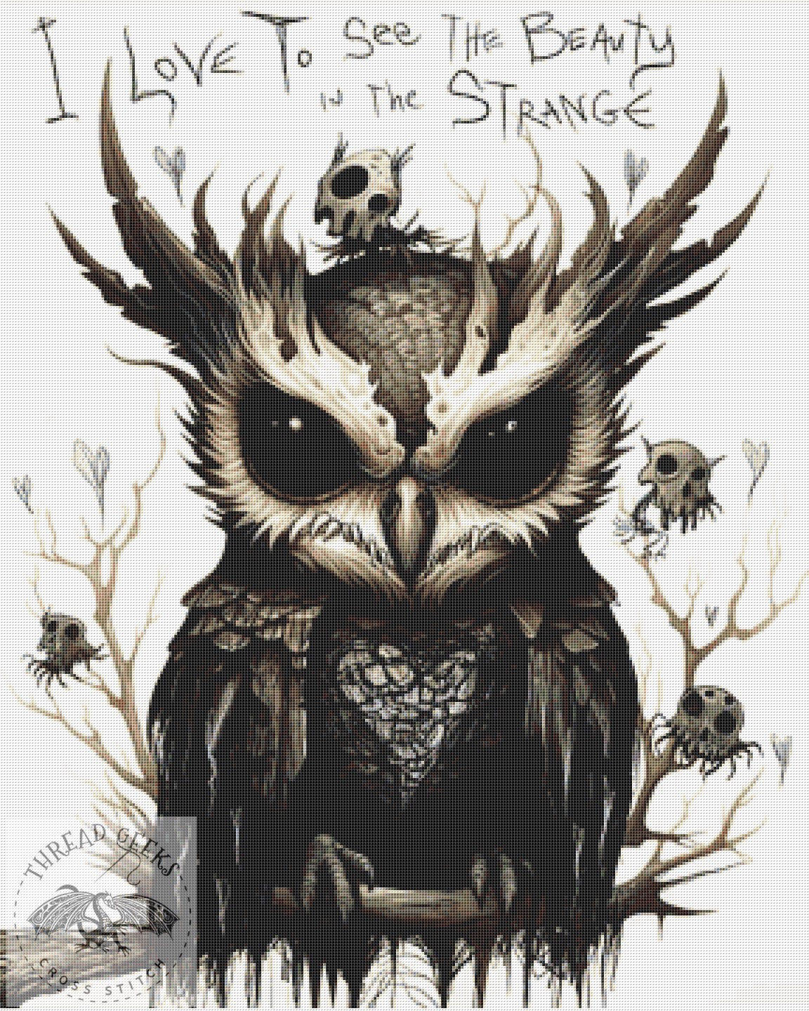 Beauty In The Strange Counted Cross Stitch Kit - Gus Fink - Unusual Owl