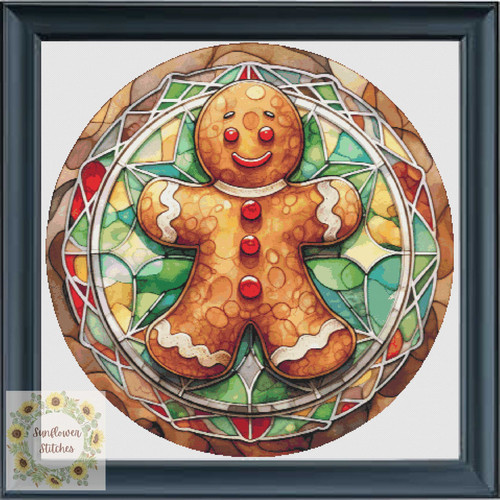 Stained Glass Gingerbread Man Counted Cross Stitch Sunflower Stitches Thread Geeks