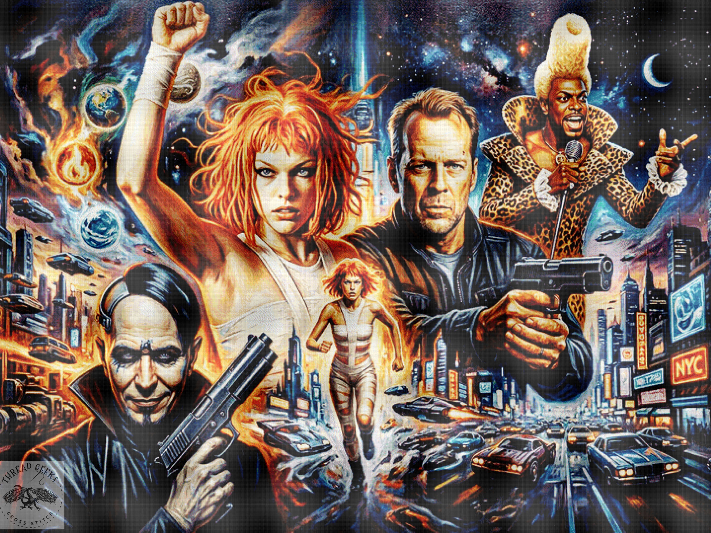 The Fifth Element XL Counted Cross Stitch Kit - Classic Movie - Bruce Willis
