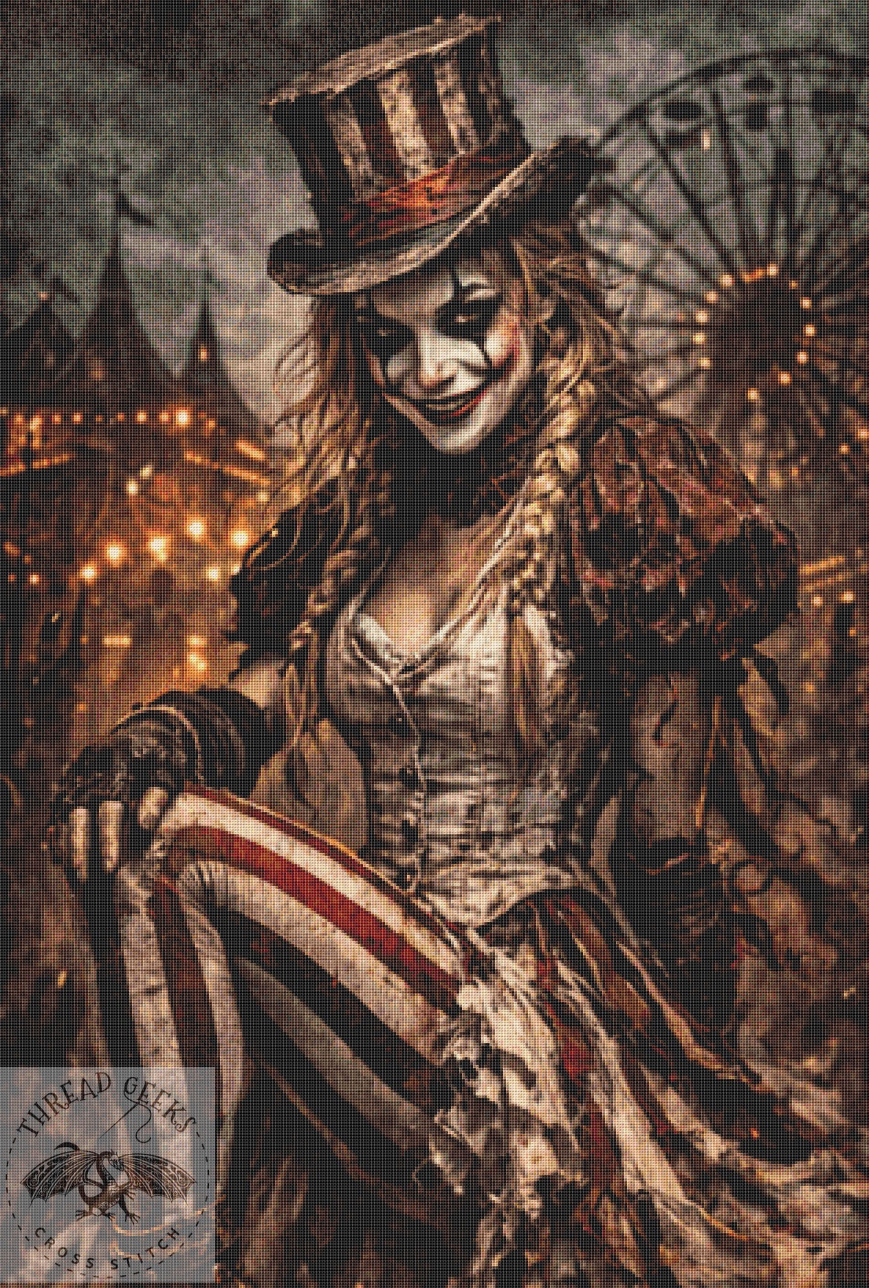 Circus Queen Counted Cross Stitch Chart - Fantasy - Goth