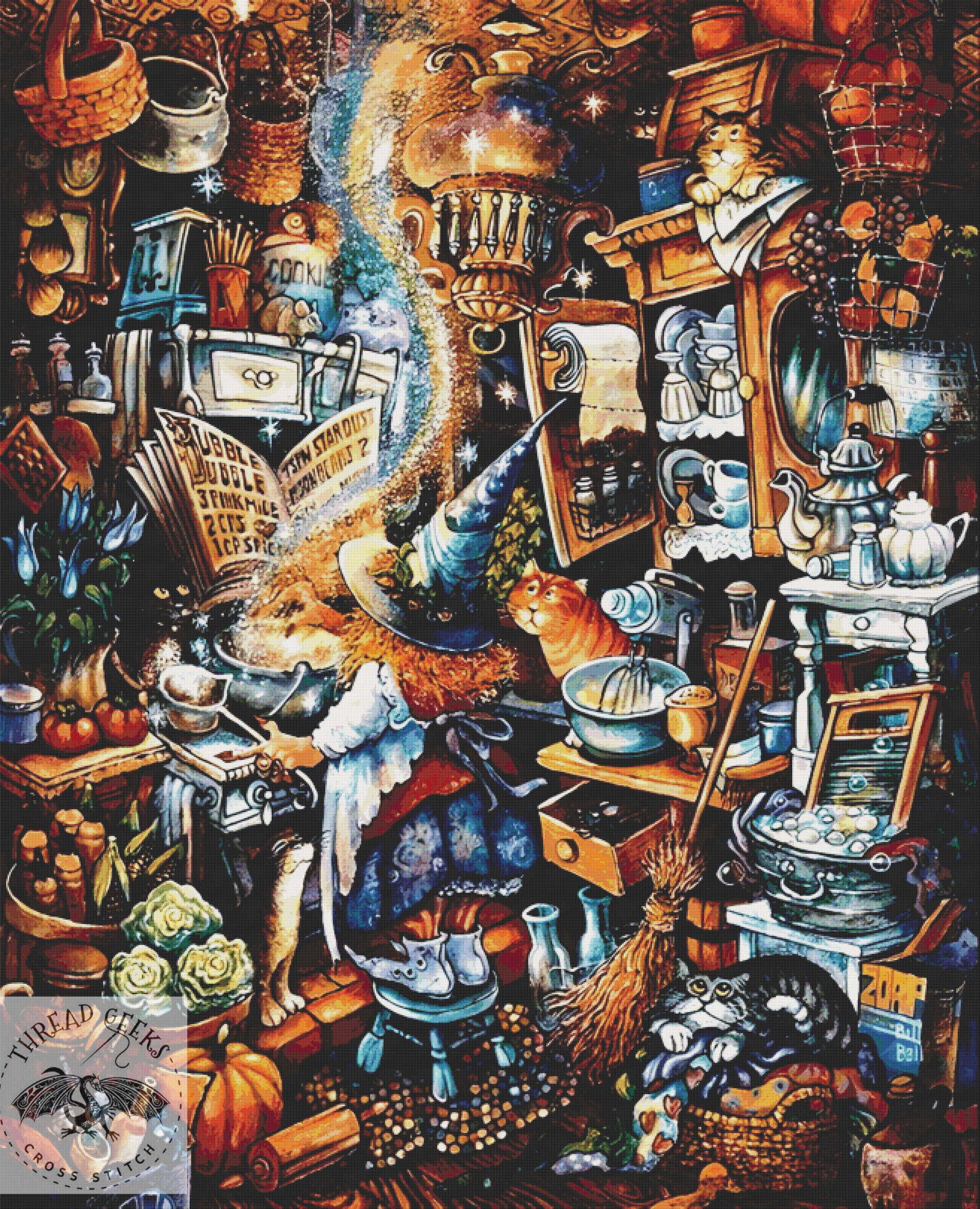 Kitchen Witch XL Counted Cross Stitch Chart - Halloween - Fantasy
