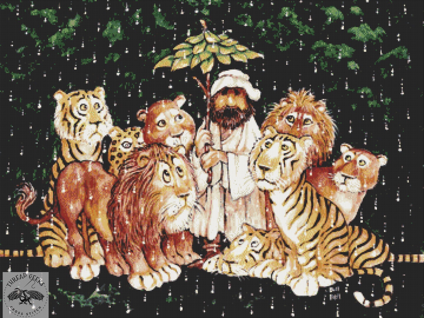 Dilemma - Lions Large Counted Cross Stitch Chart - Noah - Religious