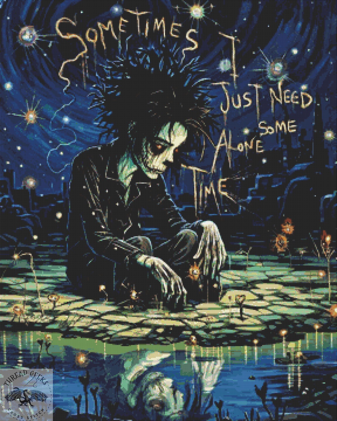 Alone Time Counted Cross Stitch Chart - Gus Fink - Tim Burton Gothic