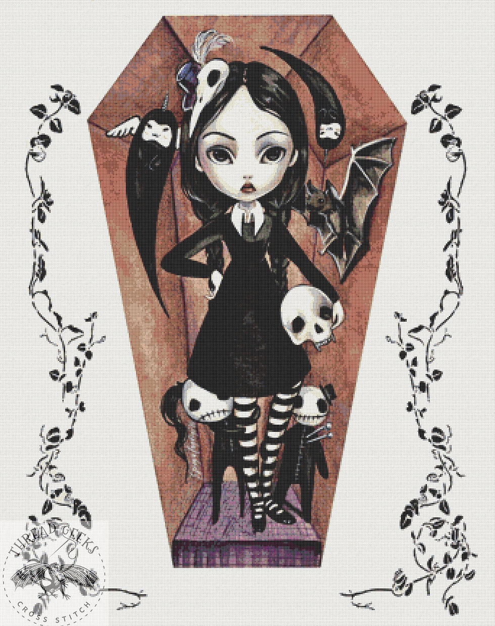Gothic Girl Counted Cross Stitch Chart - Simona Candini