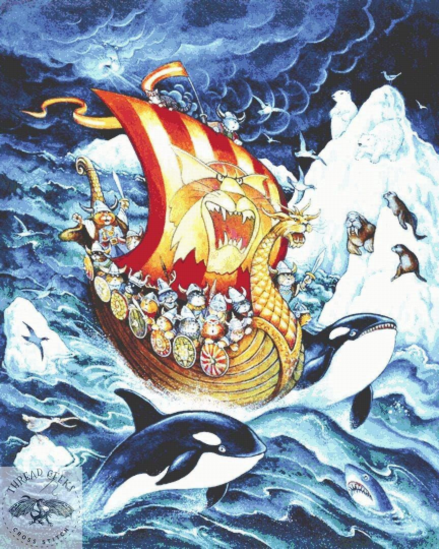 Viking Cats Counted Cross Stitch Kit - Bill Bell