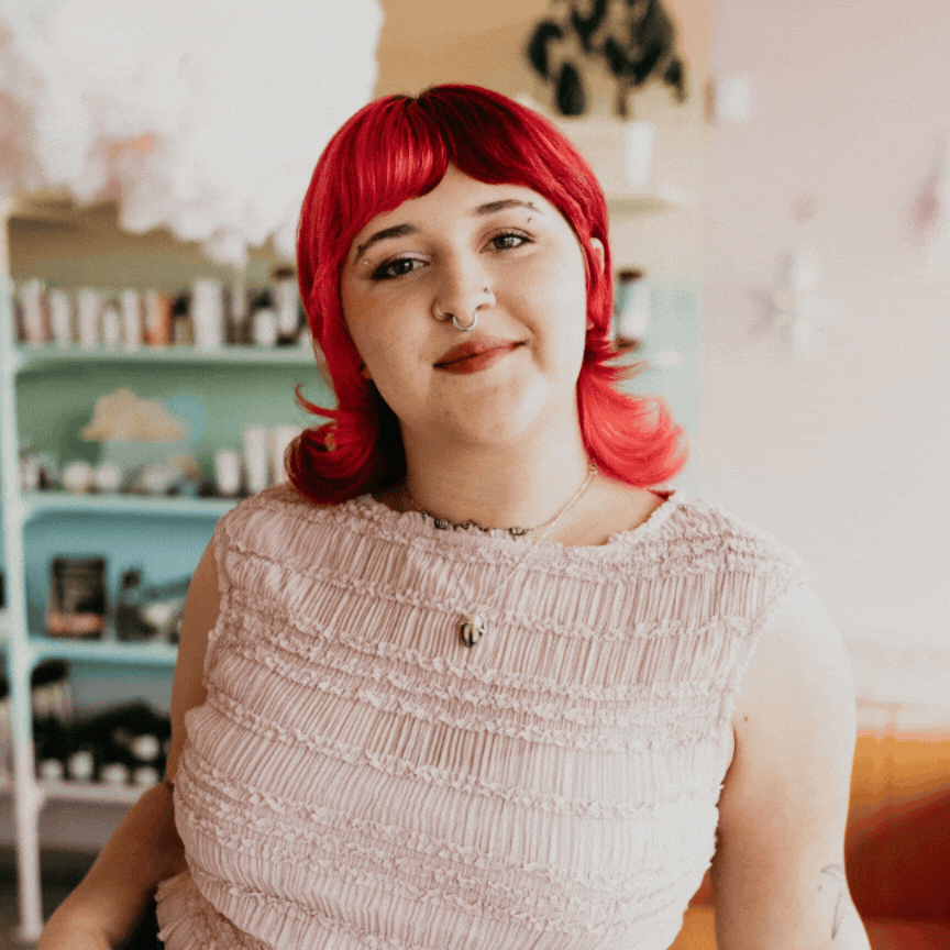 Blonde highlights and alternative haircut stylist Aloura Hunt at Jovi Salon in Virginia Beach