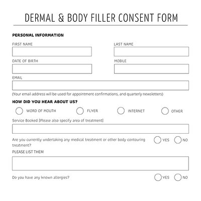 Dermal & Body Filler Consent Form