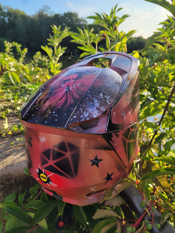 Individuell gestalteter Motocrosshelm für Kinder von BBWelt Helmwerk – handgemachtes Einzelstück.