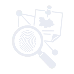 Magnifying glass over fingerprint and pinned map icon